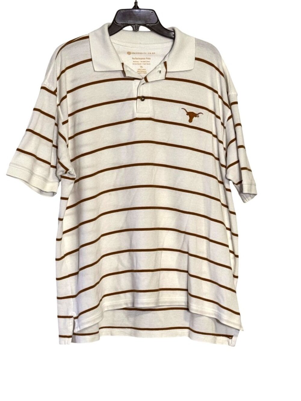 University of Texas Longhorns Burnt Orange and White Striped Performance Polo Sh